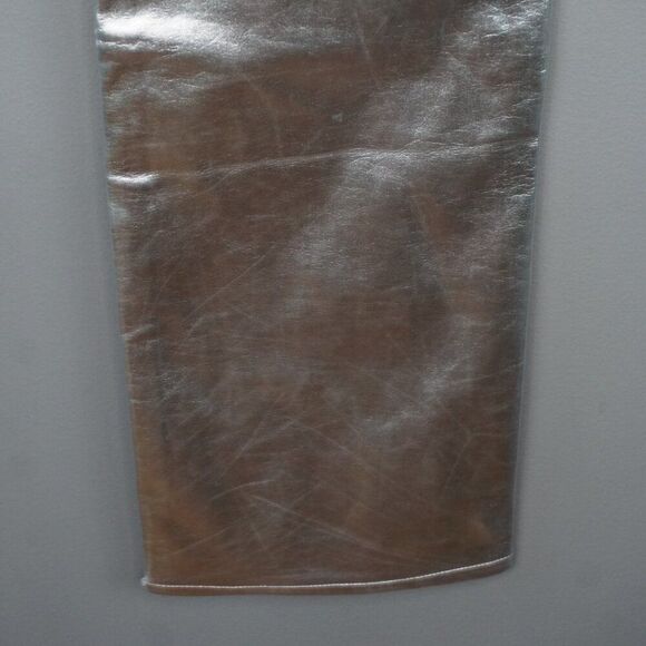 New Good American Good Icon SILVER Metallic Faux Leather Pants size 6/28 - Picture 14 of 16